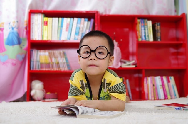 Kid wearing glasses